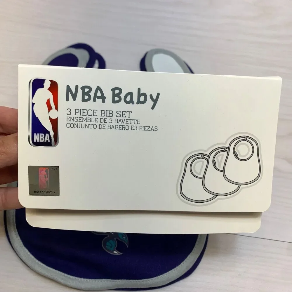 NBA Hornets Basketball Unisex Baby Bib Infant Newborn 3 - Piece‎ Set One Size